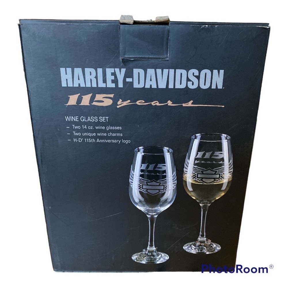 Harley-Davidson 115 Year Wine Glass Set- New